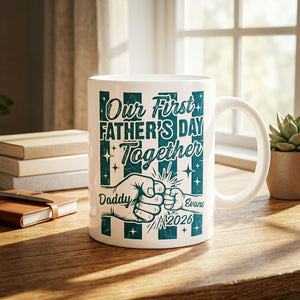 Our First Father's Day Together Striped Mug - Personalized Mug for New Dad