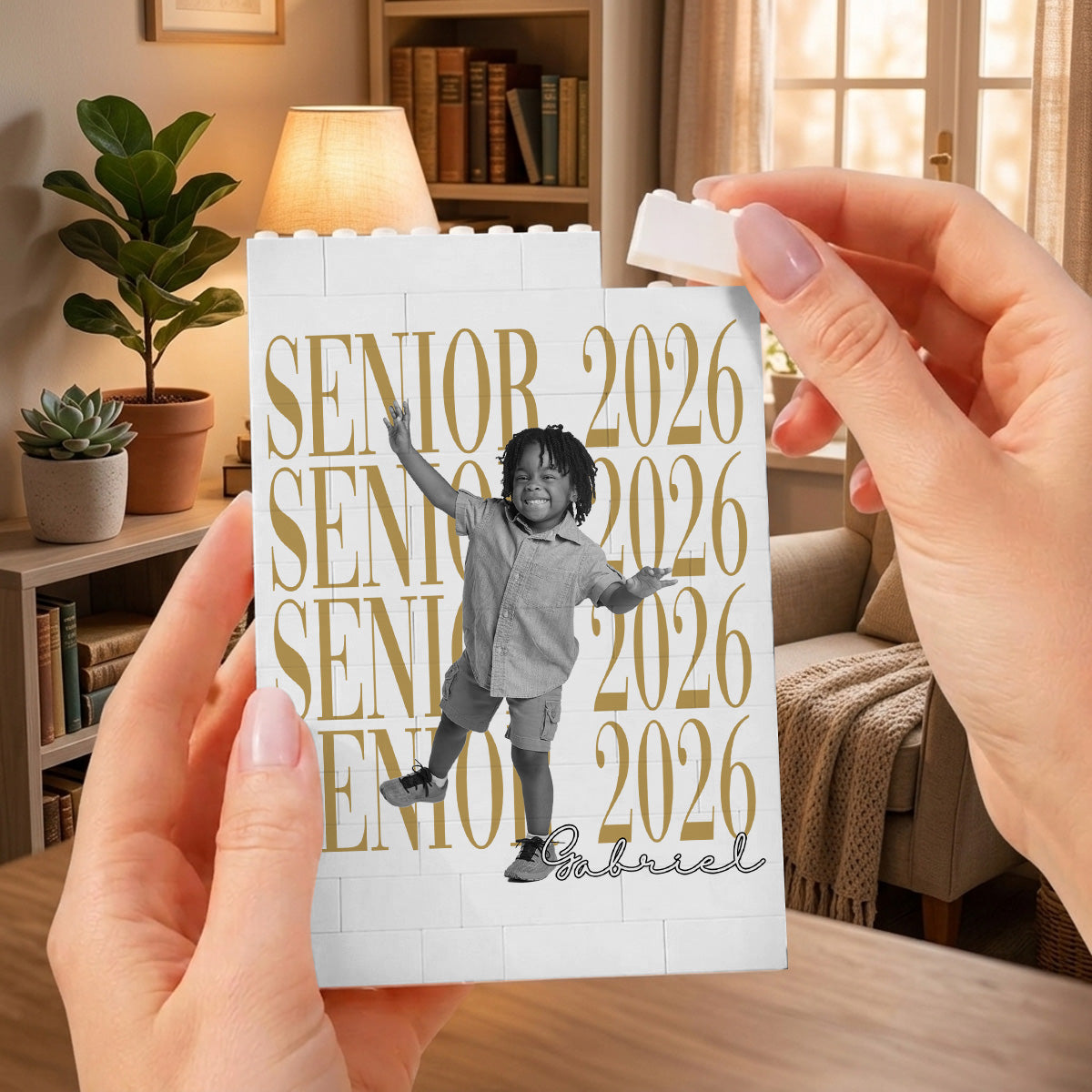 Senior Mom Custom Photo - Personalized Brick Block