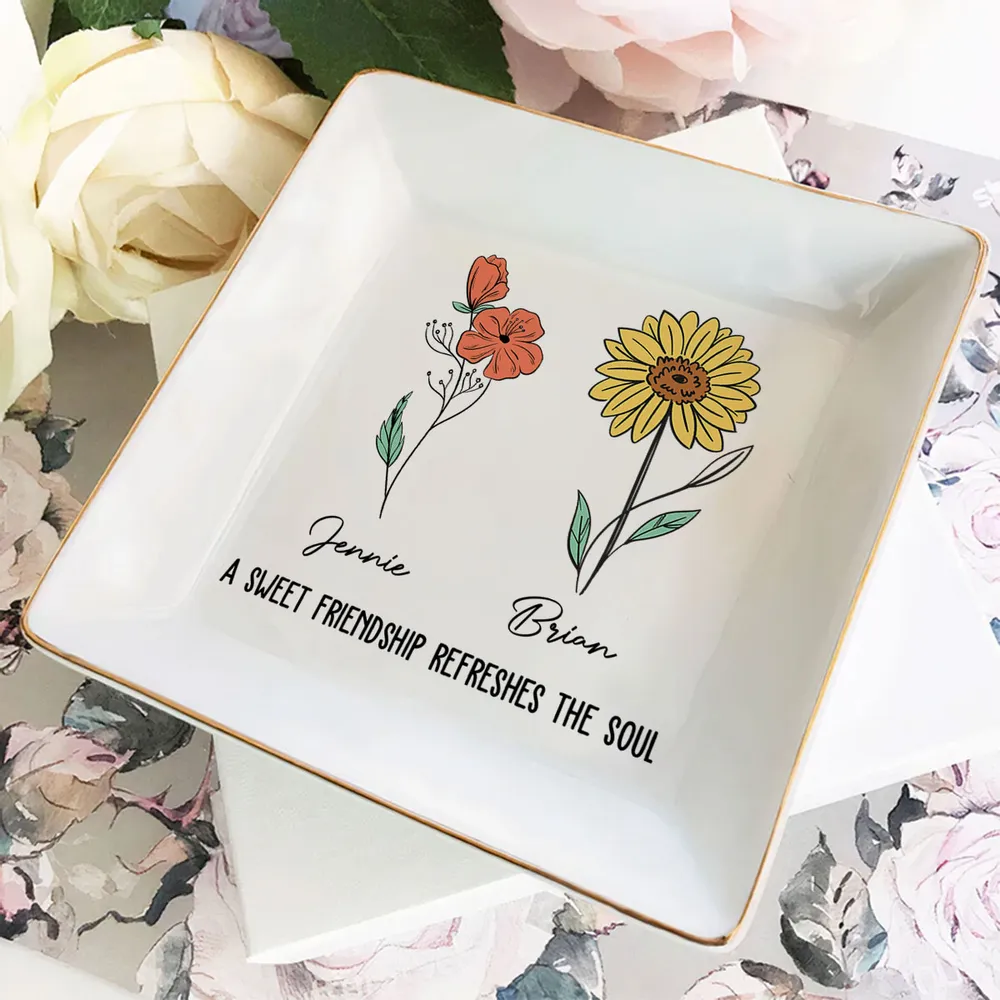 Sweet Friendship - Personalized Jewelry Dish - Gift For Bestie, Sisters, Friends