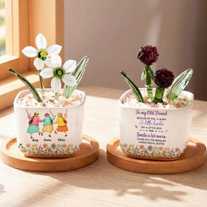 Cry A Little Less And Smile More - Personalized Custom Glass Everlasting Tulips
