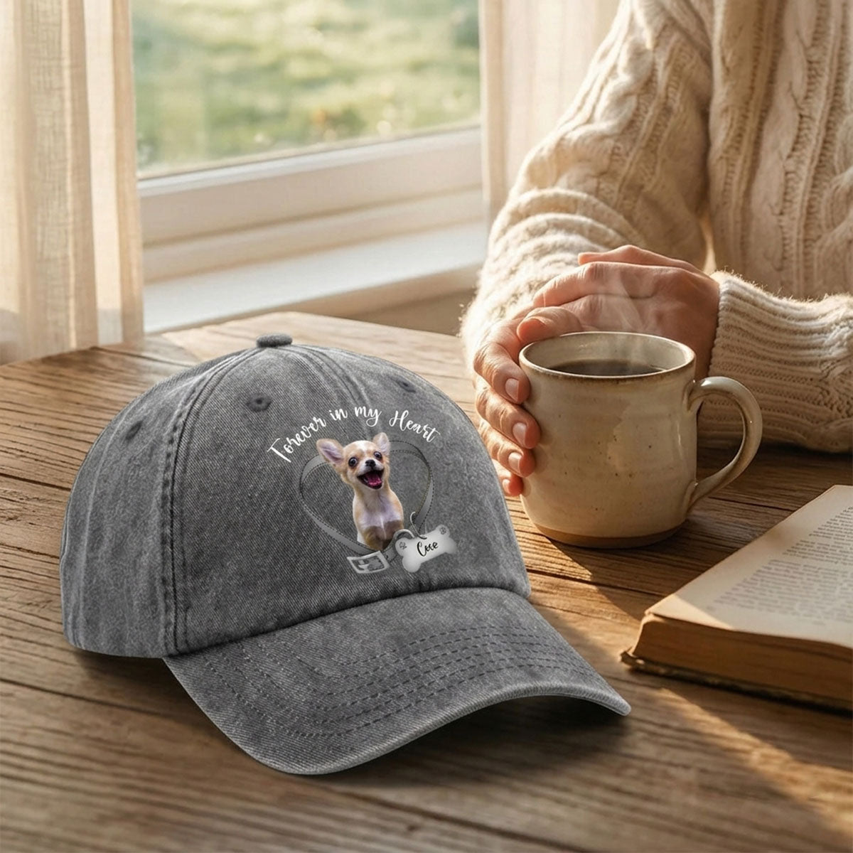 Forever In My Heart - Personalized Custom Dog Photo Memorial Printed Cap , Baseball Cap with Dog Photo, Unique Gift for Dog Lovers