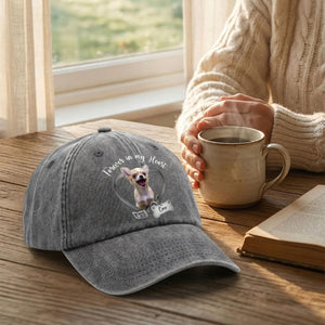 Forever In My Heart - Personalized Custom Dog Photo Memorial Printed Cap , Baseball Cap with Dog Photo, Unique Gift for Dog Lovers