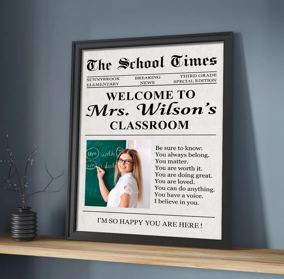 The Back To School Times Teacher Newspaper - Personalized Photo Poster