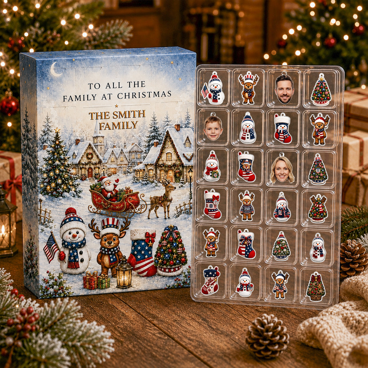 Our Family Christmas Advent Calendar 2026 - 24 Day Spirits Countdown, Acrylic Charms Blind Box - Gift For Family