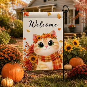 Cute Cats Welcome - Personalized Garden Flag - Cozy Fall Decor for Cat Lovers