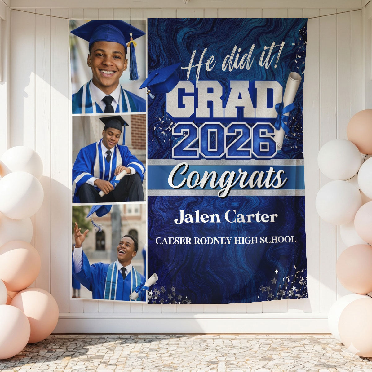 Graduation Flyer 2026 blue Graduation Backdrop Graduation Party Decor 2026, Party Backdrop Large Banner for Class, Graduation Tapestry Backdrop, Class of 2026 Photo Booth Backdrop