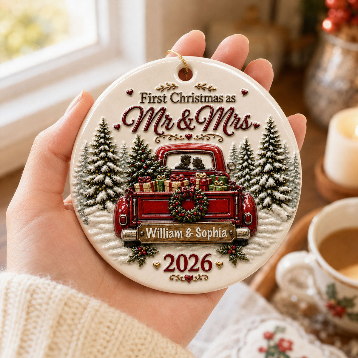 Custom First Christmas Forever Together Ornament  - Real 3D Raised Ornament