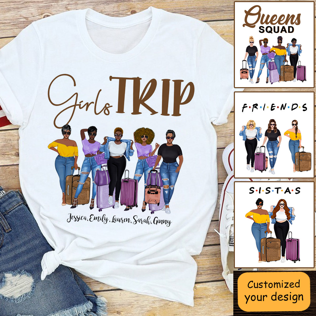 Girls Trip Queen Squad Custom Apparel Gift For Sister Bestie