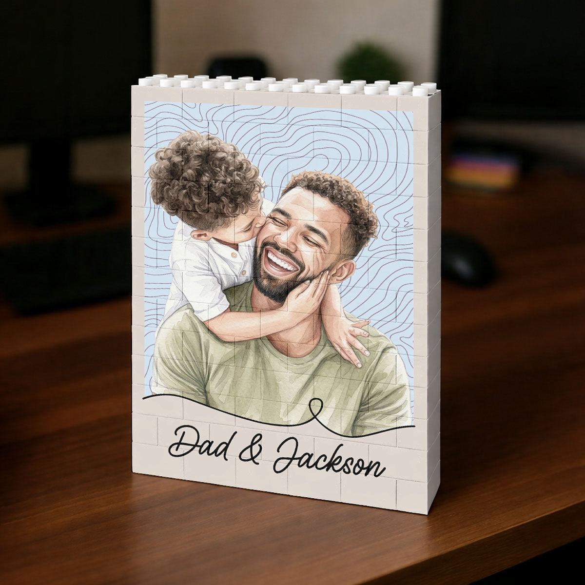 Custom Photo Realistic Watercolor Art - Personalized Shaped Building Brick Blocks