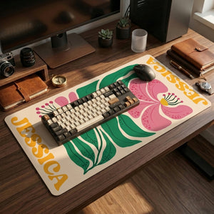Retro Flower For Coworkers, Friends, Self Gift - Personalized Desk Mat