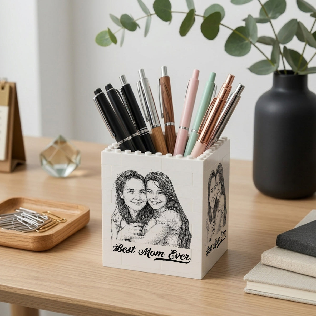 Custom Photo Pencil Sketch - Block Pen Organizer