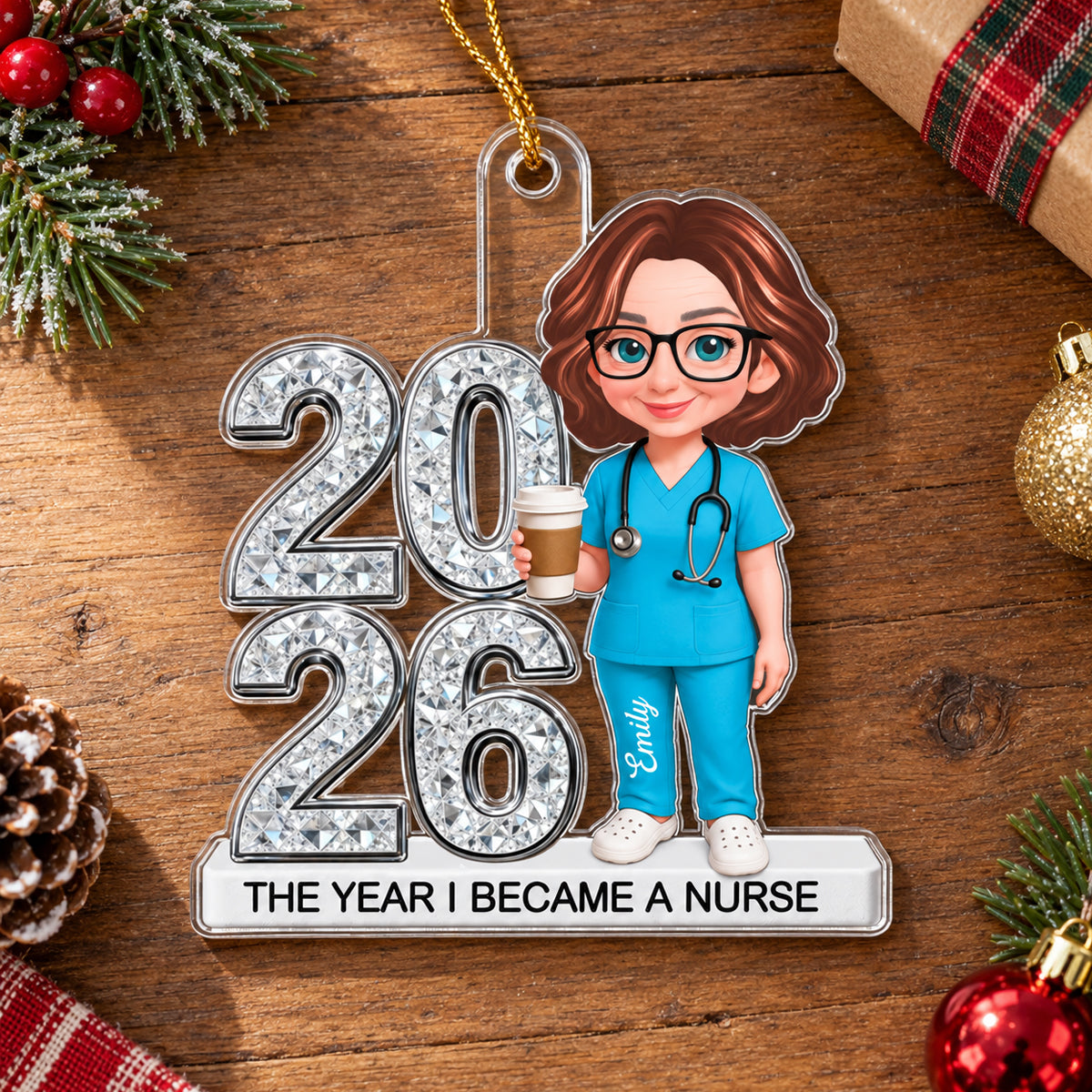 The Year I Became A Nurse - Personalized Acrylic Ornament - Christmas Gift, Graduation Gift For Nurse, Milestone Keepsake For Healthcare Workers