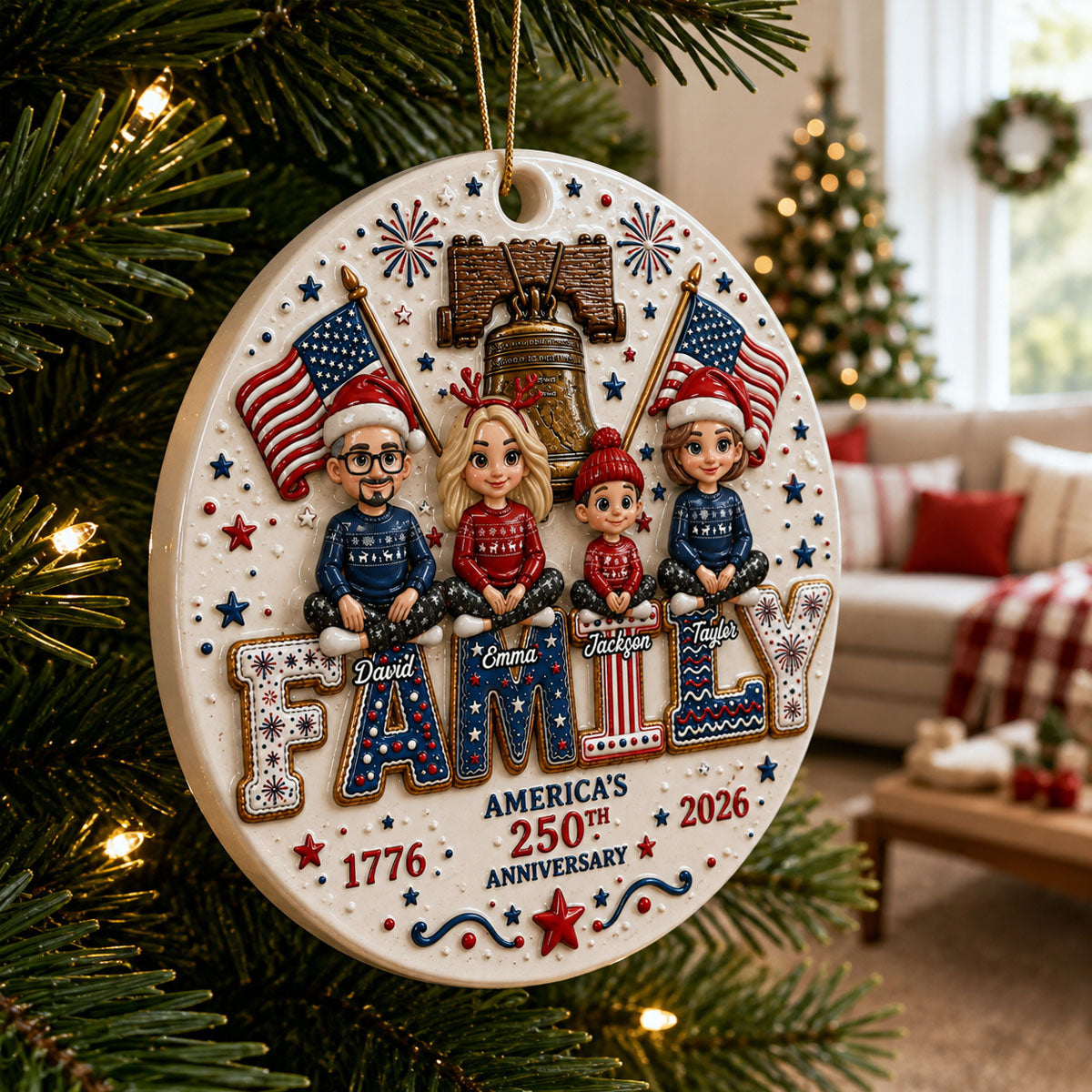 Patriotic Pride On The Tree Characters Custom Letter Ornament - Custom Letter Wooden Ornament