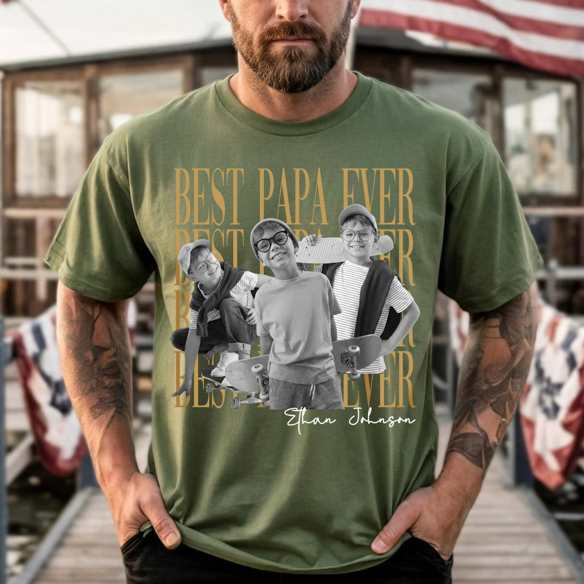Custom Dad Vintage Photo Shirt: Personalized Fathers Day Shirt With Kids Photo, Funny Dad Shirt, Best Dad Ever Shirt, New Dad Gift