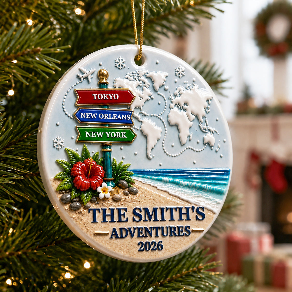 Best Vacation With My Family Christmas - Real 3D Ceramic Ornament