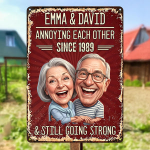 Custom Photo Caricature Vintage Annoying Each Other - Metal Sign