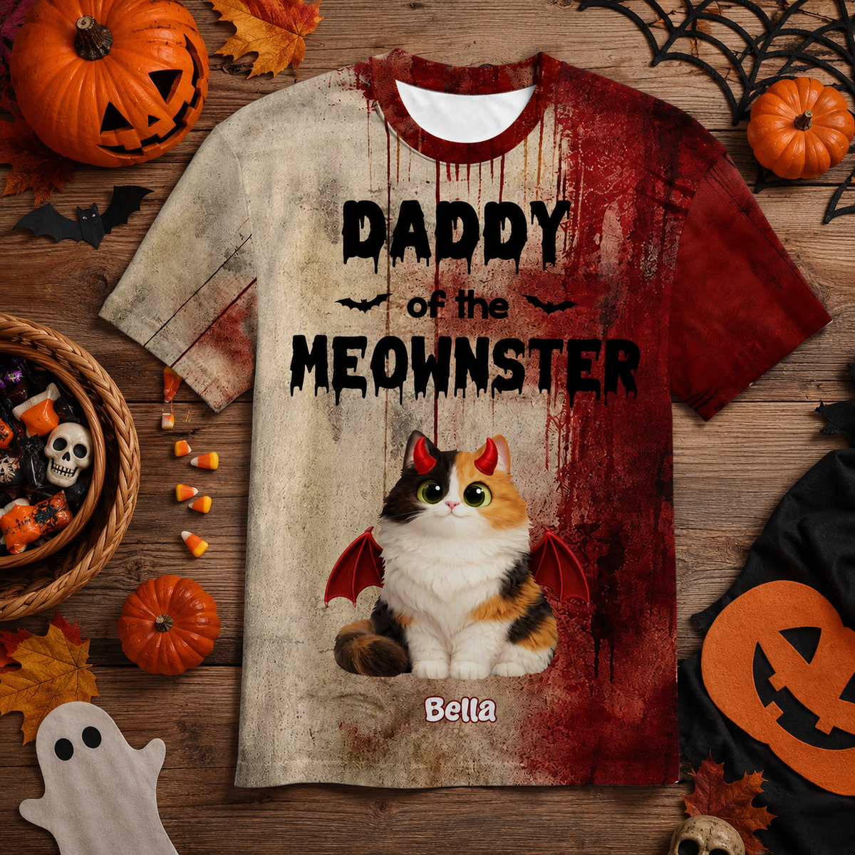 Mommy Daddy Of The Meownsters Cats - Personalized 3D Shirt - Halloween Gift For Cat Lovers