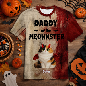 Mommy Daddy Of The Meownsters Cats - Personalized 3D Shirt - Halloween Gift For Cat Lovers