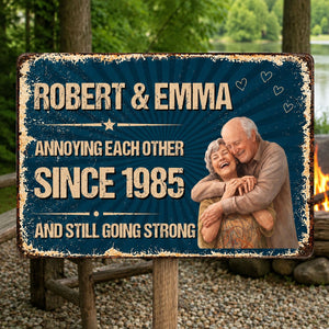 Personalized Couple Metal Sign, Custom Photo Anniversary Gift, Funny Marriage Gift, Rustic Wall Decor for Husband or Wife