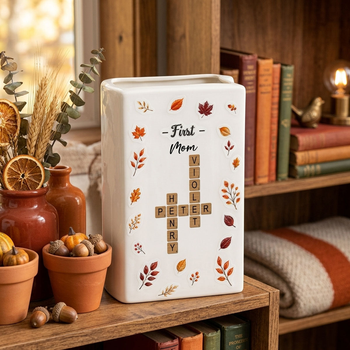 First Mom Now Nana Flower - Personalized Ceramic Book Vase