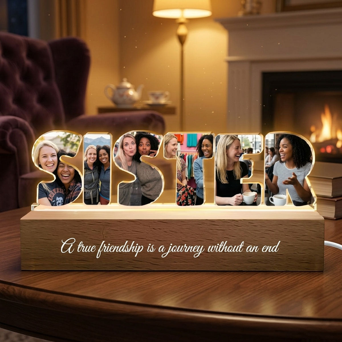 Custom Friendship Photo Collage - Personalized Photo LED Night Light