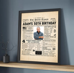 50th Birthday Newspaper Canvas, Custom 1976 Birthday Print, 1976 Facts Newspaper Canvas, 50th Birthday Gift, 50 Years Ago Newspaper Wall Art