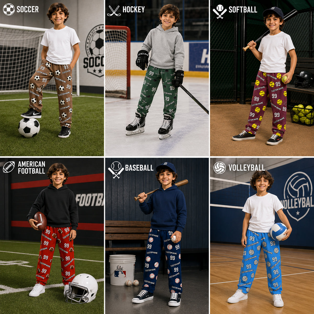 Sports Pattern Baseball Volleyball Basketball - Personalized Sweatpants