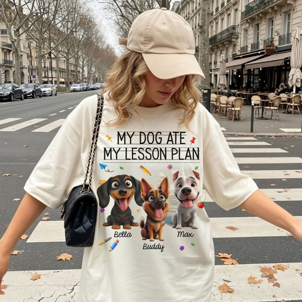 My Dogs Ate My Lesson Plan - Personalized Back-to-School T-Shirt For Teachers, Dog Lovers