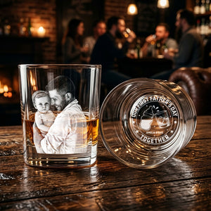 Personalized First Father's Day Whiskey Glass With Photo, New Dad Gift, Daddy Photo with Newborn Gift, Unique Father's Day Gift for New Dad