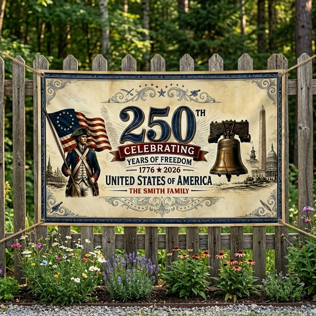 250th Celebrating Years of Freedom 1776-2026 - Polyester Outdoor Banner