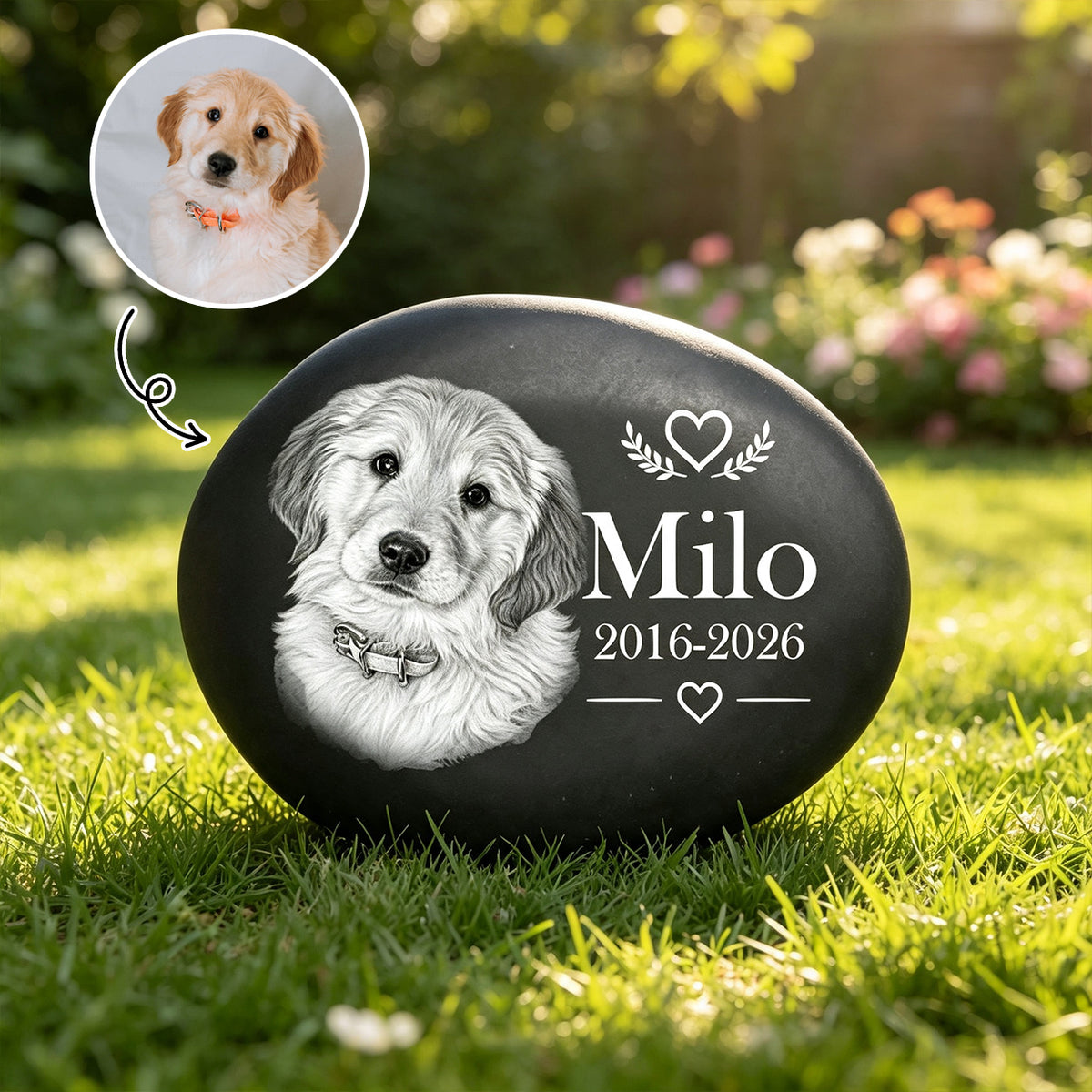 In Loving Memory Upload Photo Pencil Sketch - Personalized Memorial Stone