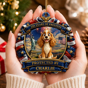 America Dog Lovers 250 Ornament - Patriotic Family Ornament - Real 3D Raised Ornament