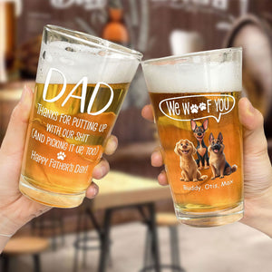 Thanks, Dad We Woof You - Personalize Beer Glass