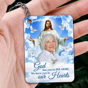 God Has You In His Arms Sky Memorial Sympathy Gift Remembrance Keepsake Photo Inserted Personalized Acrylic Keychain
