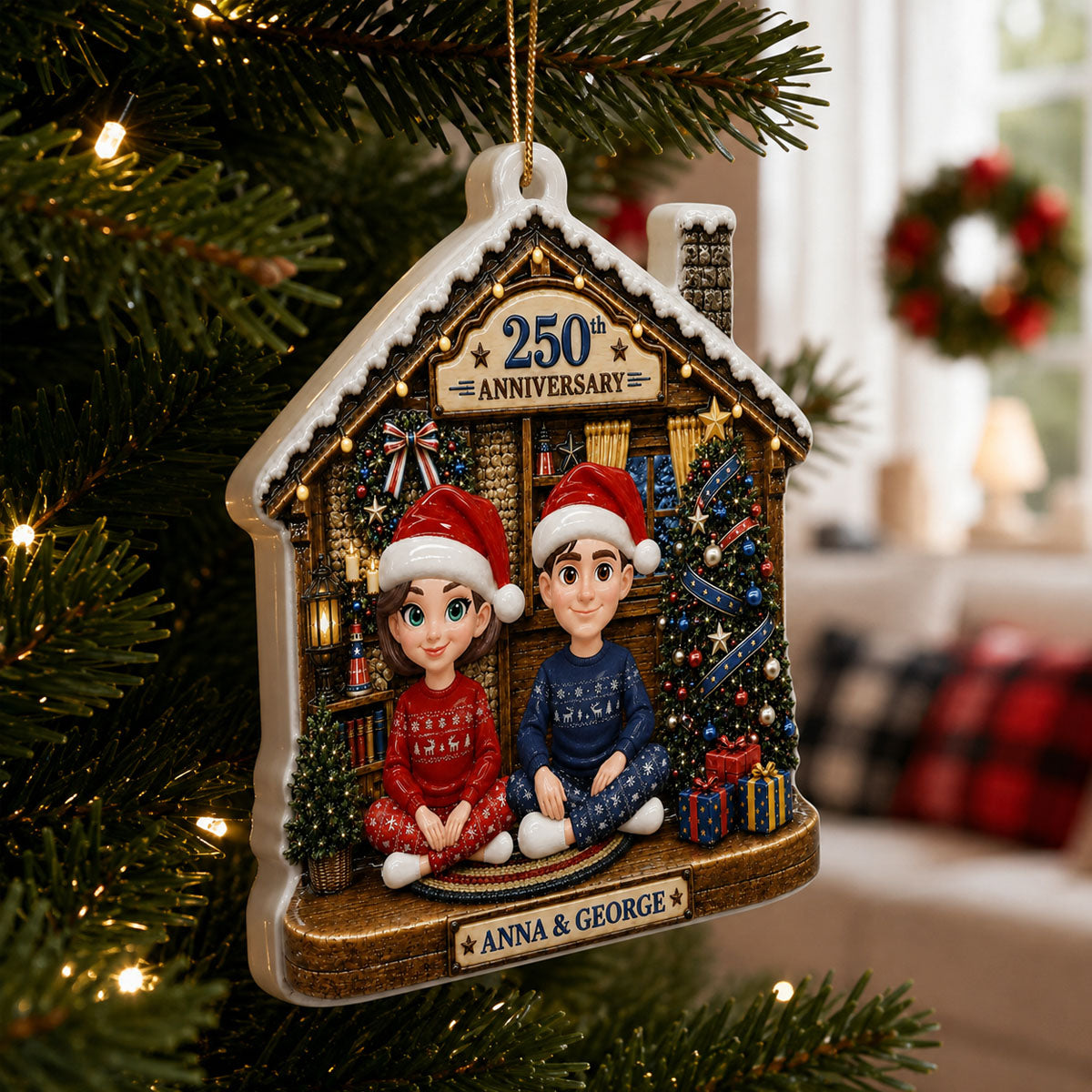 Family 2026 250th Anniversary  - My Family Christmas - Real 3D Ceramic Ornament