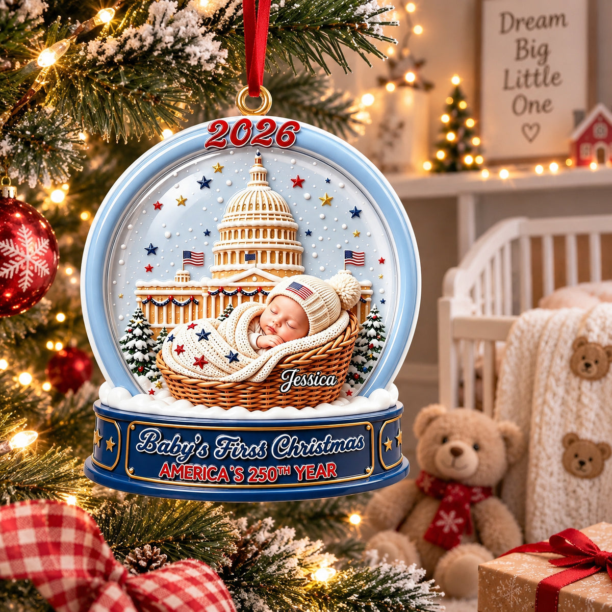 250th Baby Ornament 250th Anniversary - Real 3D Raised Ornament