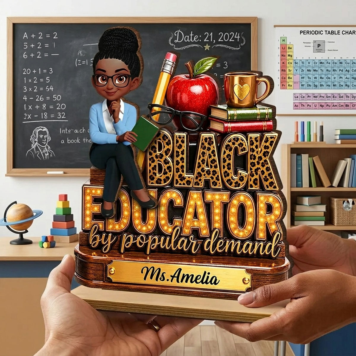 Black Educator by Popular Demand - Personalized 2-Layered Wooden Plaque - Back to School Decor for Teacher