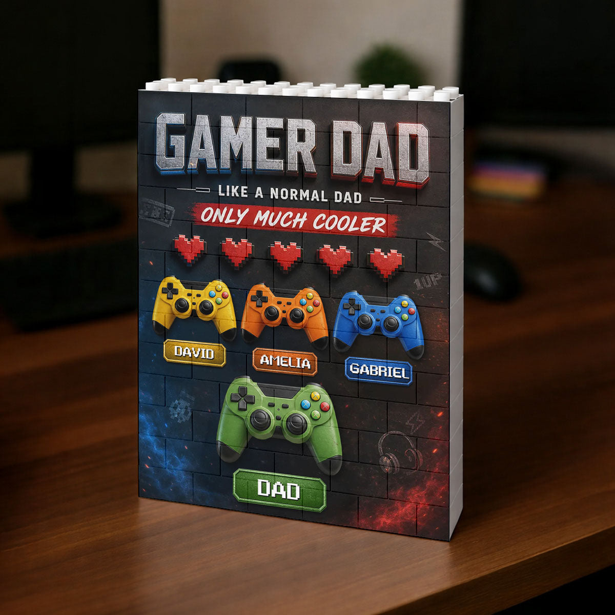 Gamer Dad - Personalized Shaped Building Brick Blocks