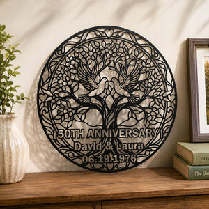 Tree of Love Golden Anniversary - Custom Wedding Anniversary Metal Wall Art