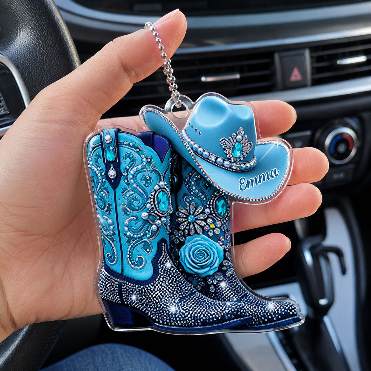 Cowgirl Boots - Personalized Acrylic Car Ornament
