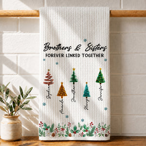 Season Love Siblings - Personalized Name Waffle Weave Kitchen Towel, Housewarming Gift