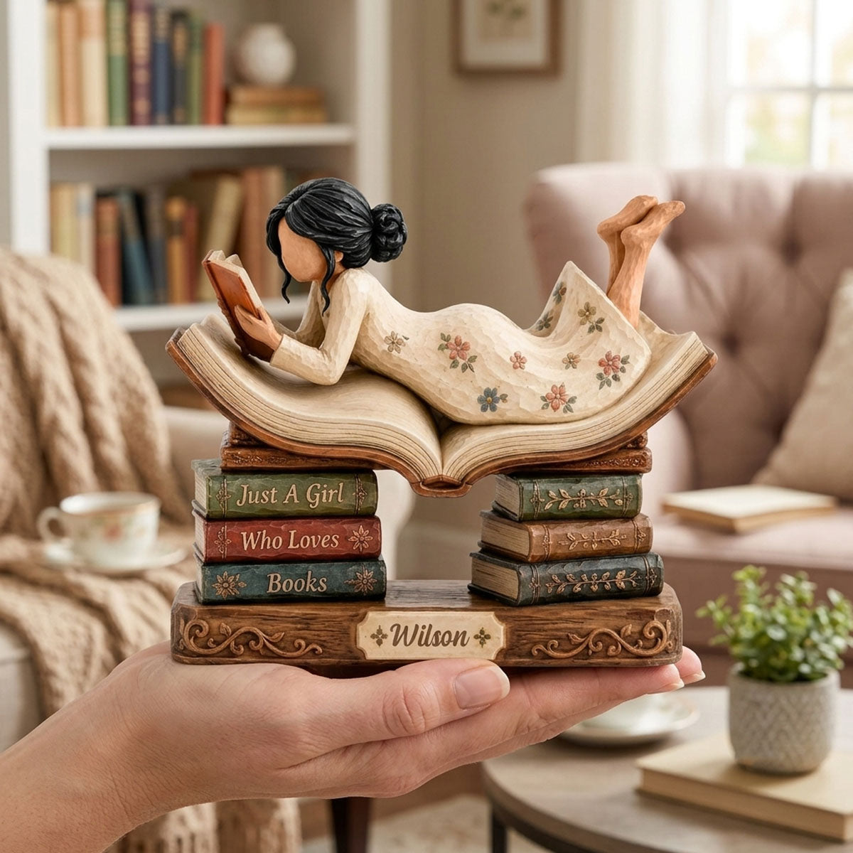 Just A Girl Who Loves Books - Personalized Wooden Block For Reading Lovers