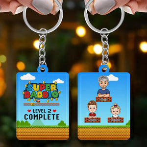 Super Daddio Level Complete - Personalized Acrylic Keychain - Gift For Father