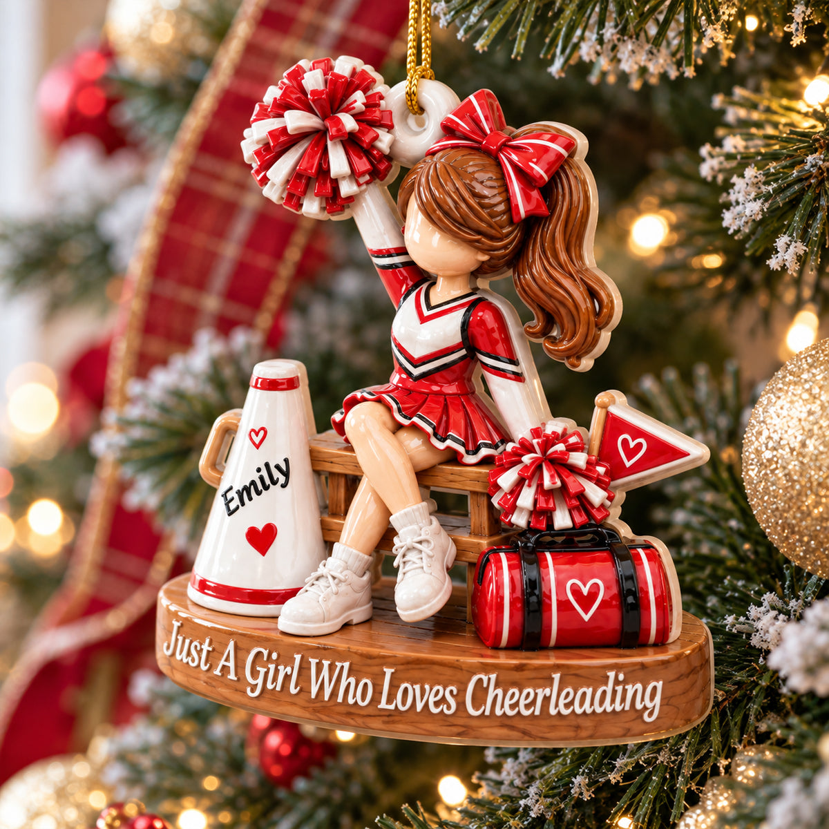 Personalized Cheerleader Ornament, Custom Name Cheer Gift for Girl