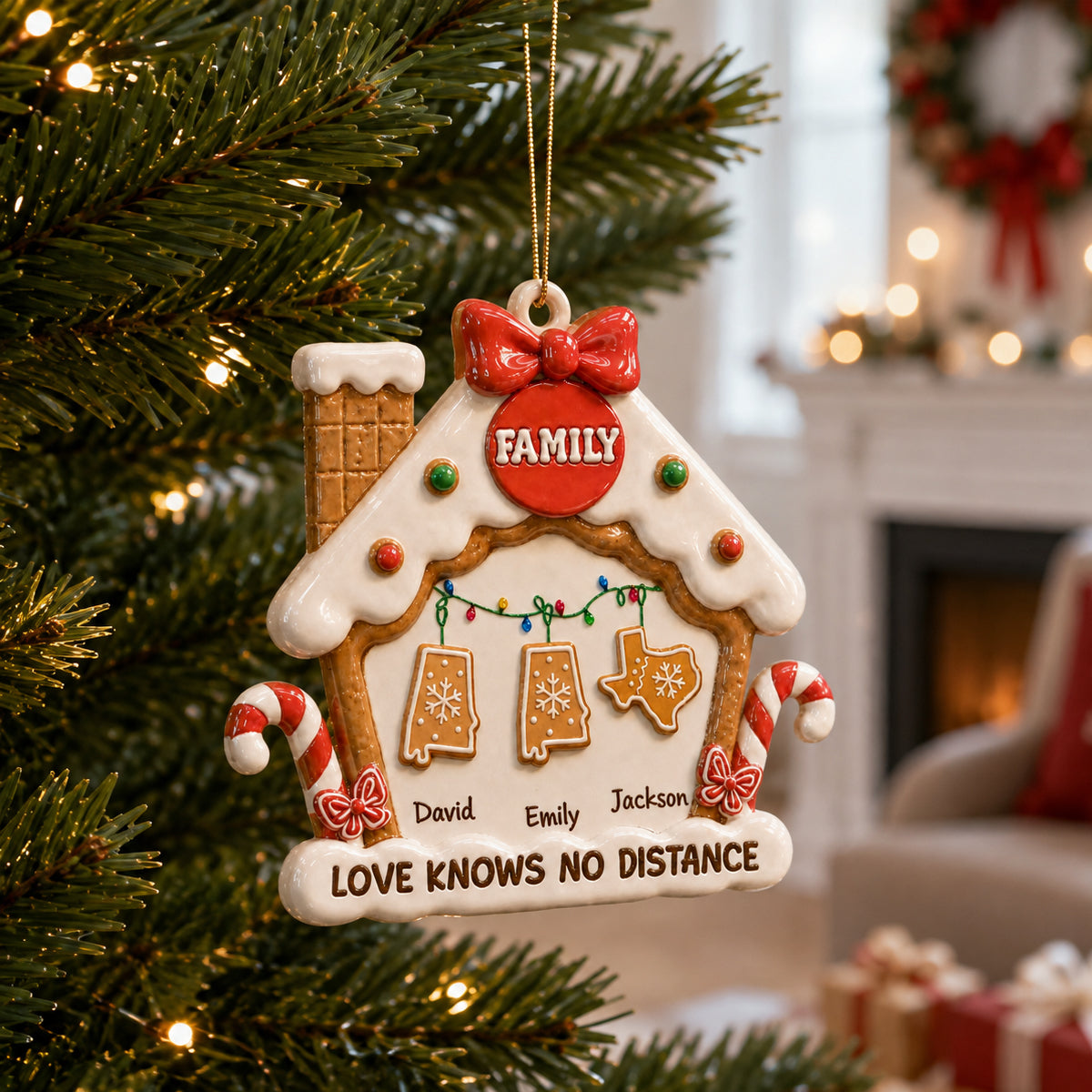Always Together, No Matter Where - Real 3D Raised Ornament - Personalized Christmas Birthday Gifts