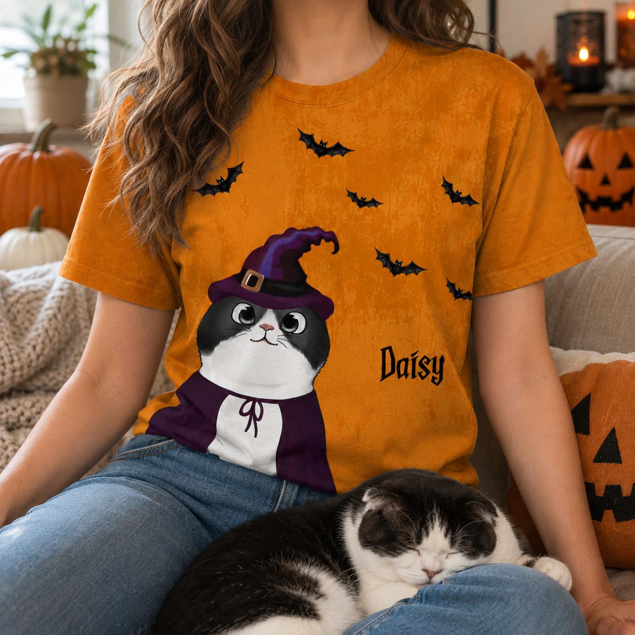 Peeking Halloween Cats Spooky Vibe - Personalized 3D Shirt - Halloween Gift For Cat Owners