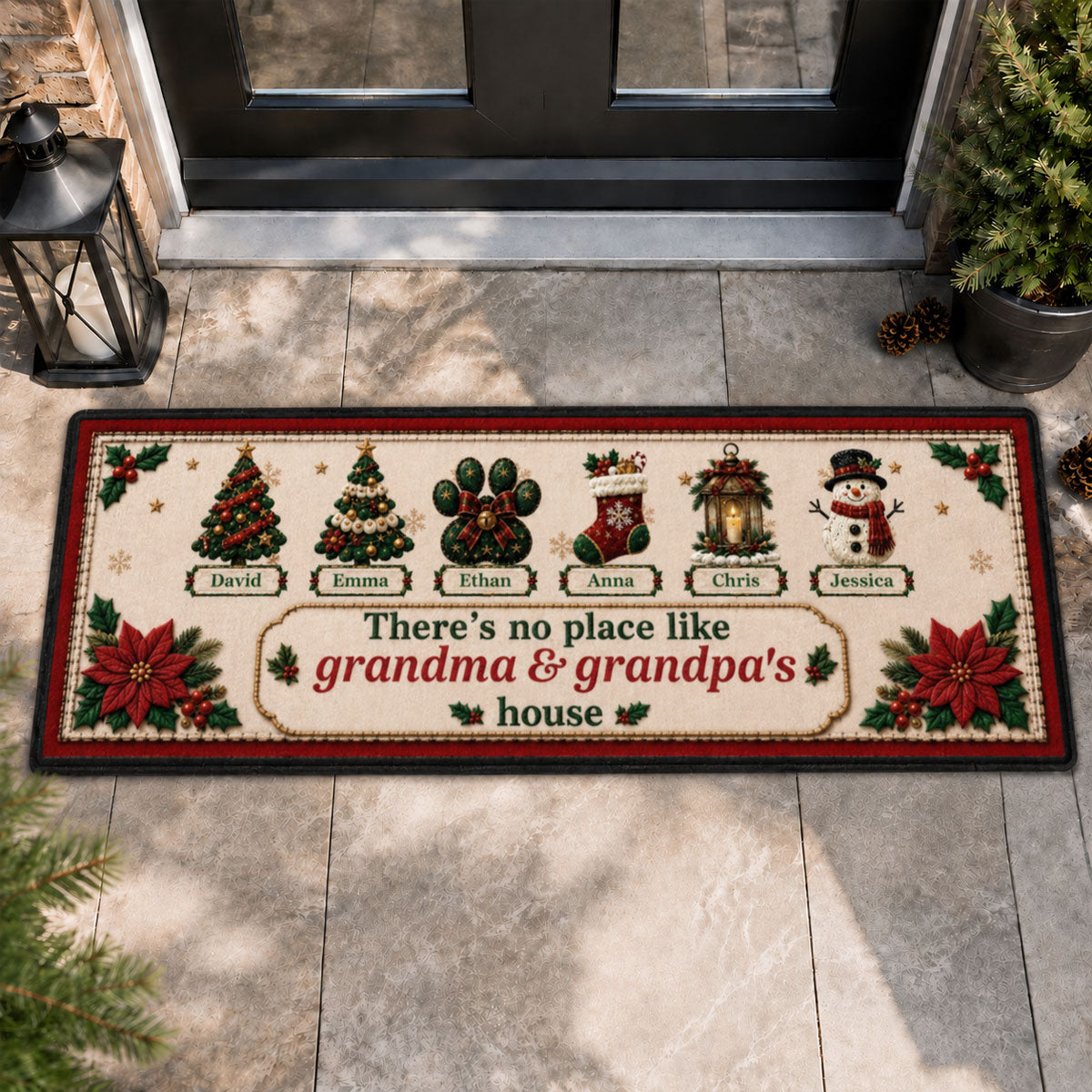 Christmas Family Together Runner Rug, Personalized Holiday Kitchen Mat, Home Xmas Gift