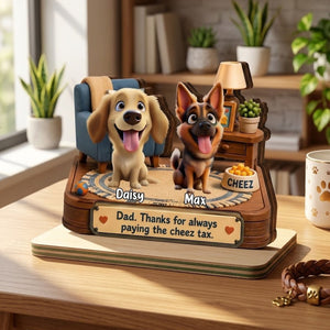Cheese Tax Dog Dad - Personalized Wooden Plaque - Father's Day Gift for Dog Dad