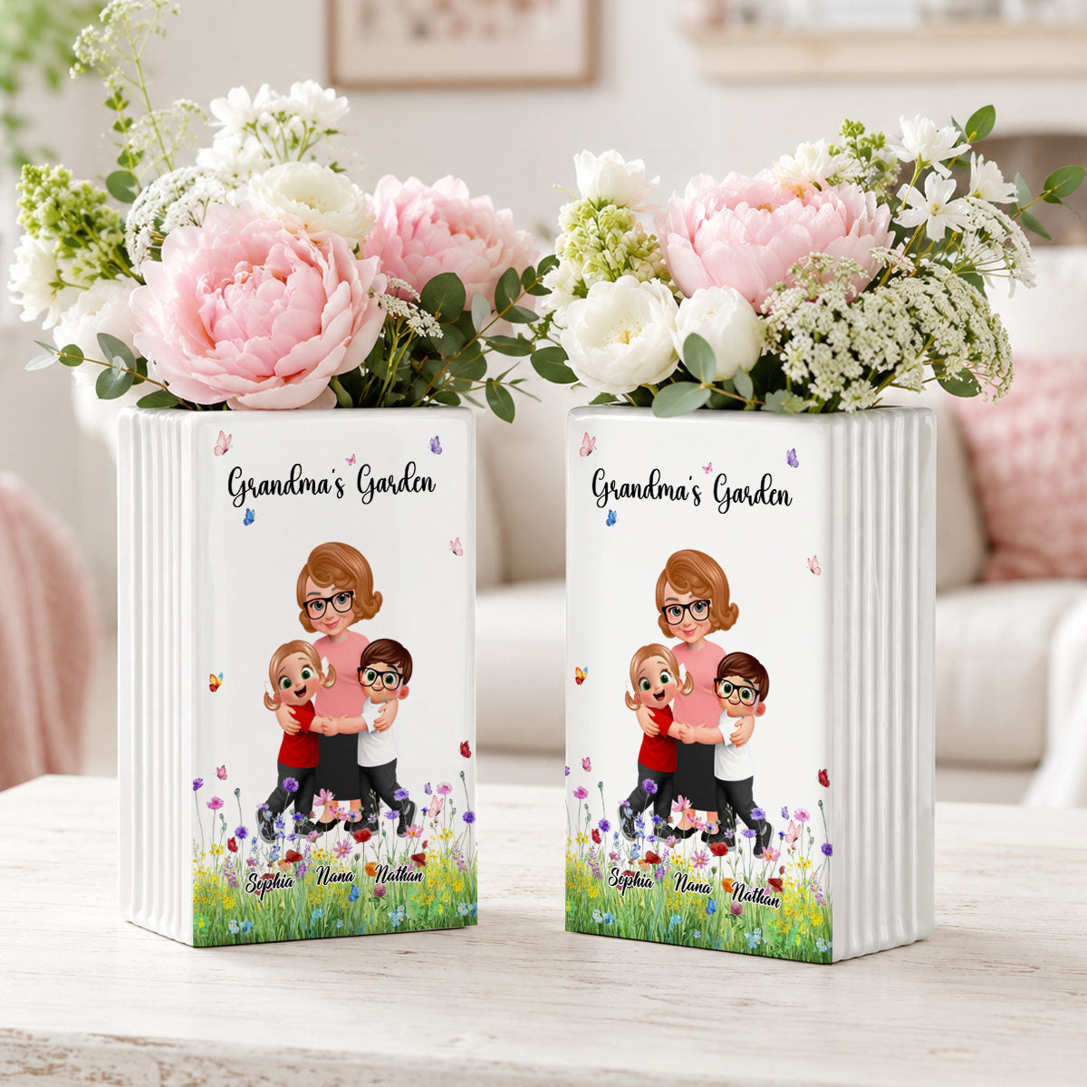 Grandma‘s Garden Flowers - Personalized Ceramic Book Vase