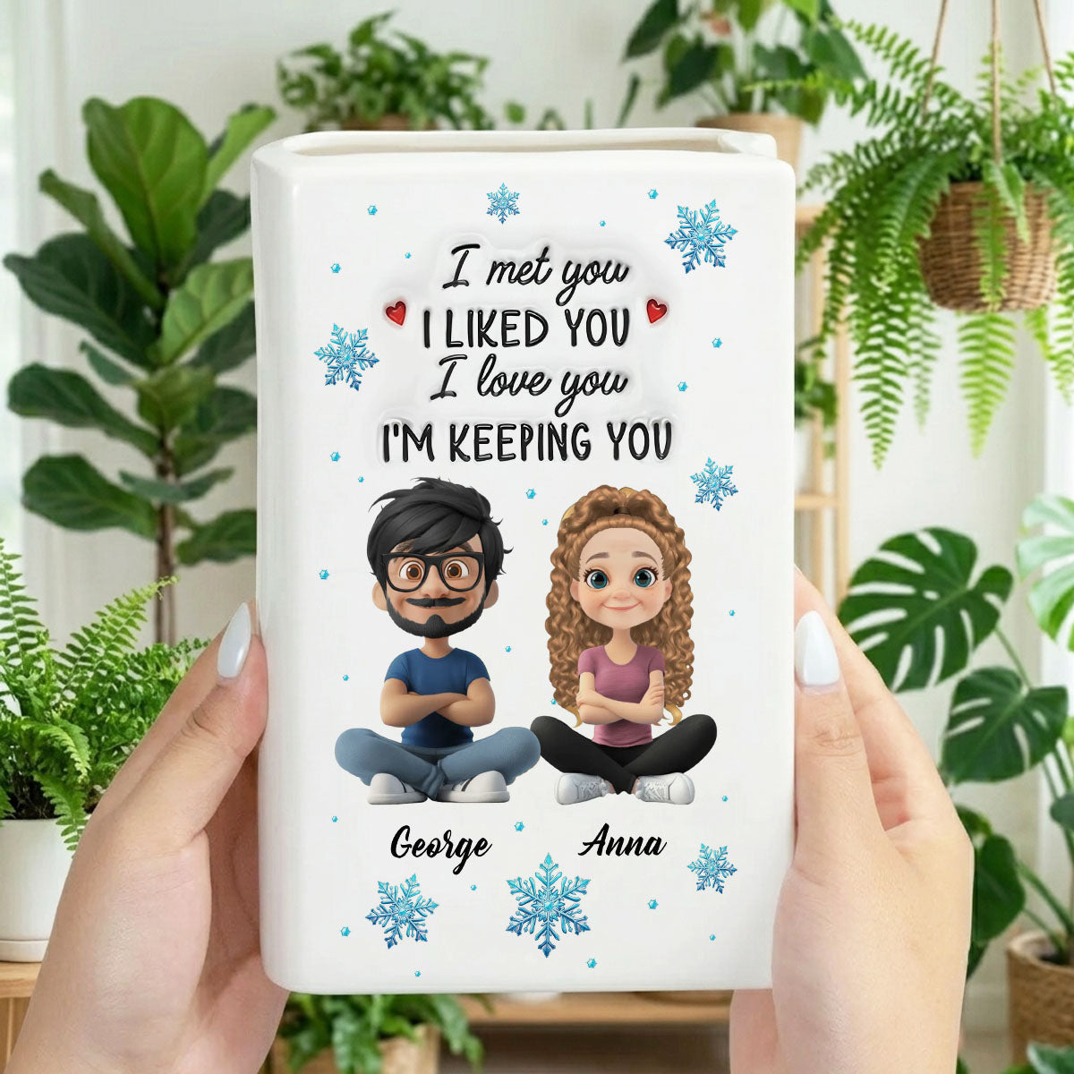 Personalized Anniversary Christmas Wedding Gifts - Personalized Ceramic Book Vase